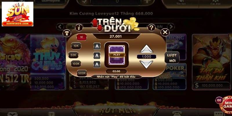 Điểm nét vài thông tin về tựa game bài Trên Dưới tại Sunwin